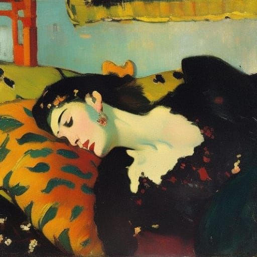 Surreal Frozen Summer Landscape in Impressionist Style