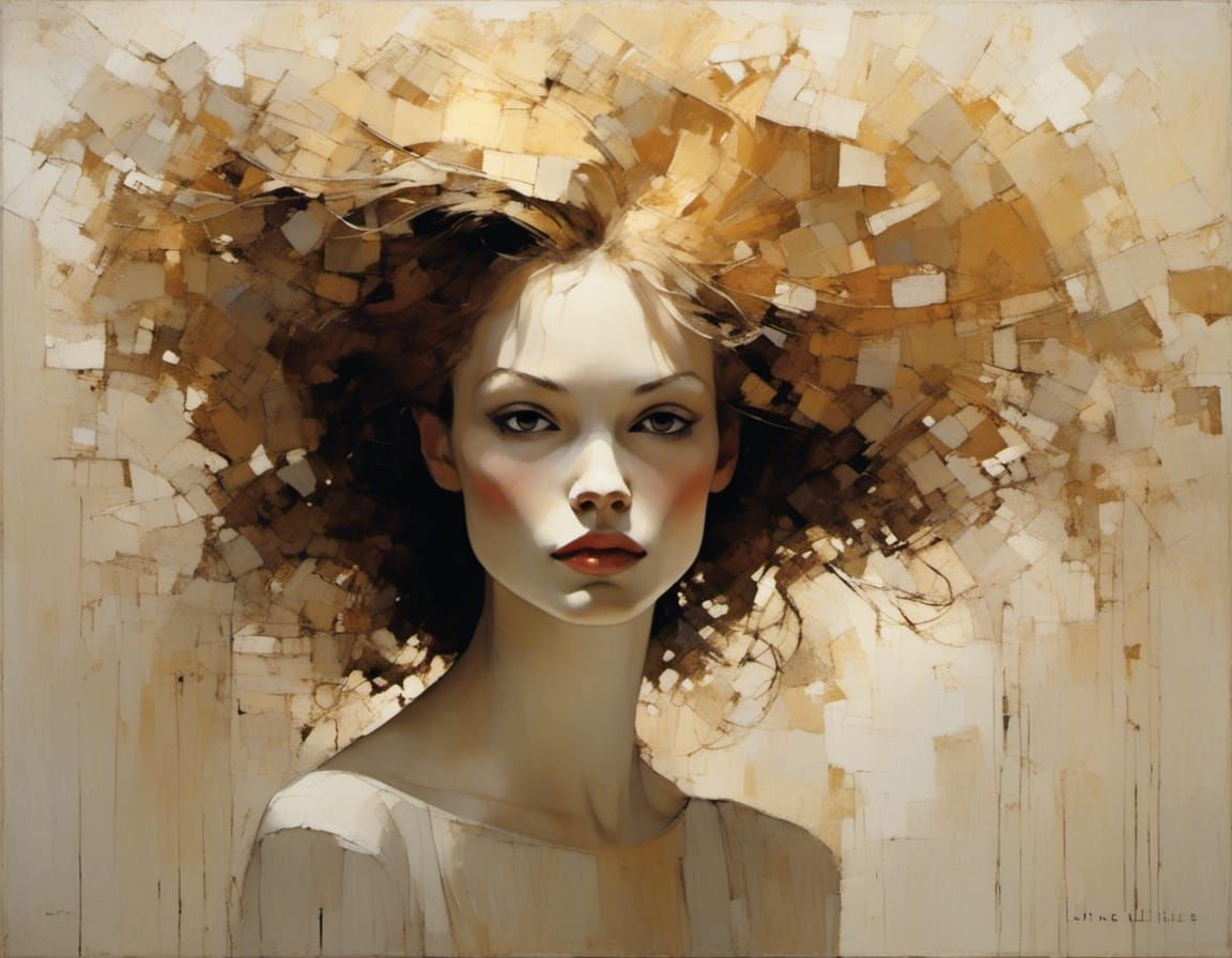 Windblown Beauty in Chiaroscuro Style