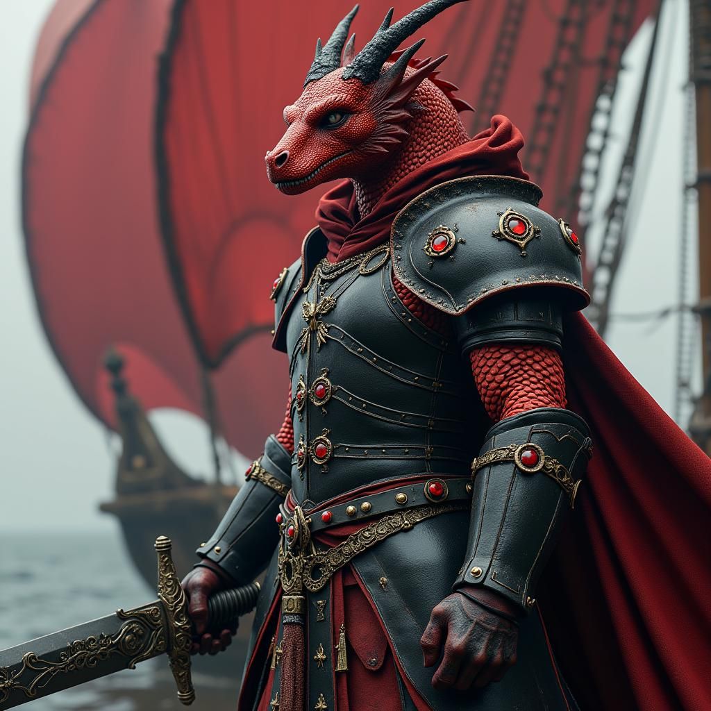 Dragon Warrior Portrait in Atmospheric Realism