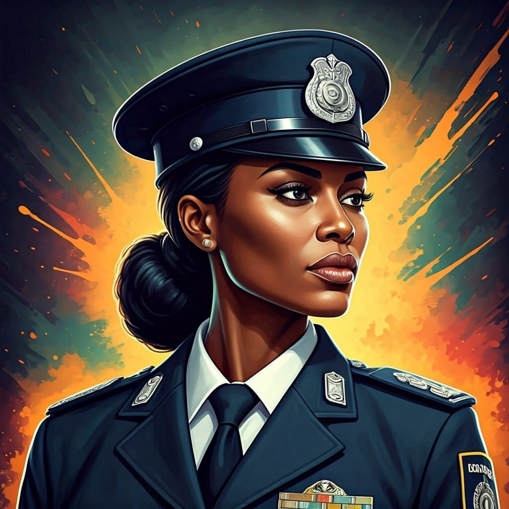 Glamorous Egyptian Police Officer in Vibrant Colors