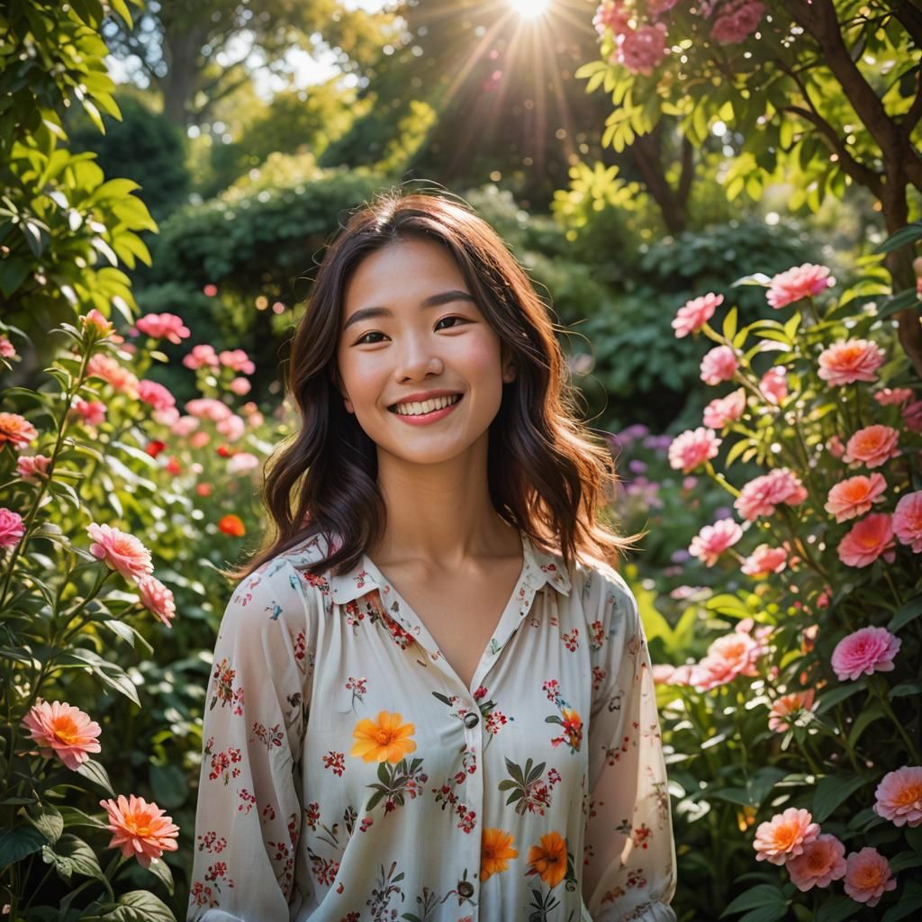 Portrait of MaiMai in a Lush Garden