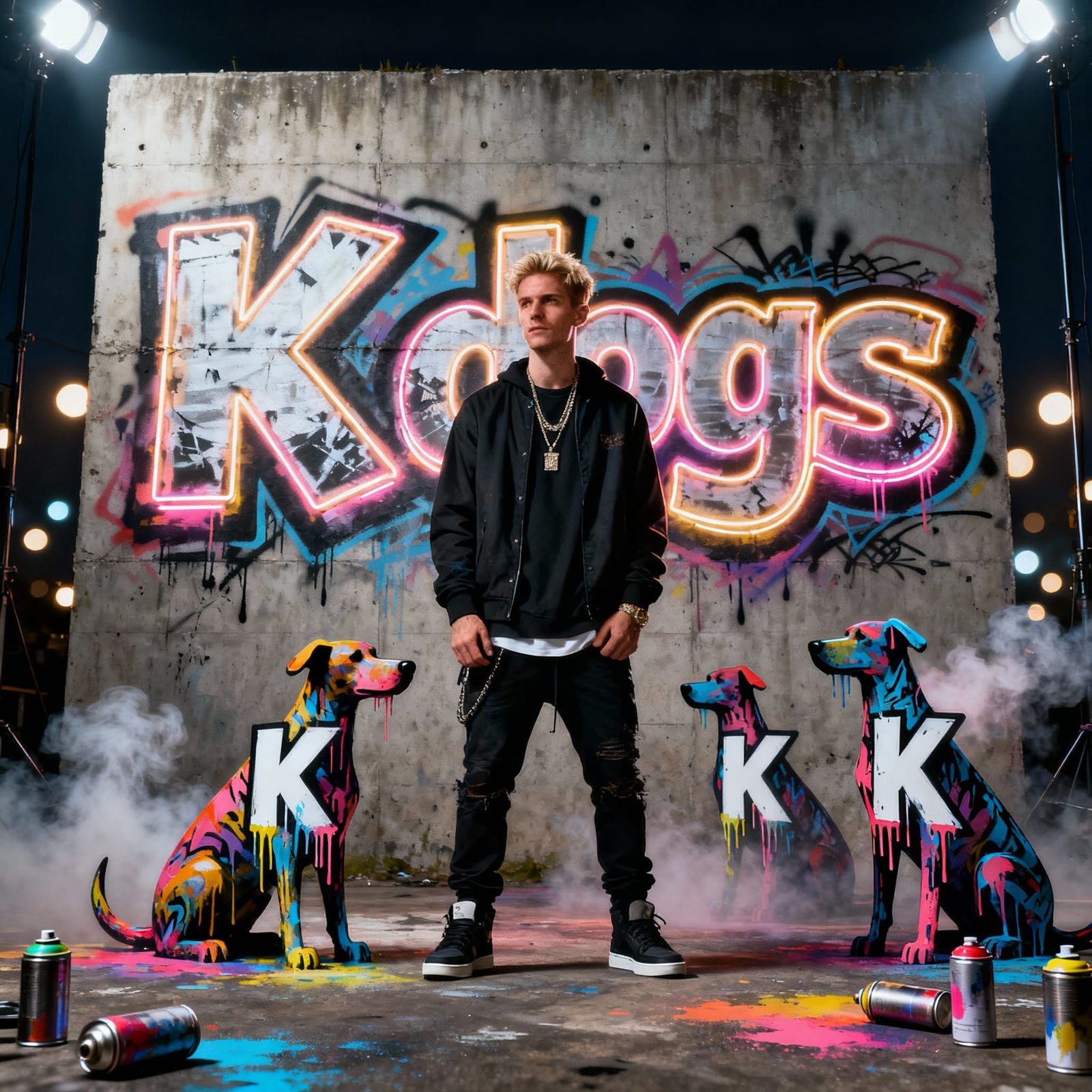 Urban Rapper K in Vibrant Graffiti Art Scene