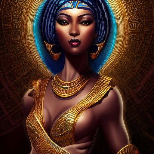 Egyptian Moonlight Goddess in Art Nouveau Style