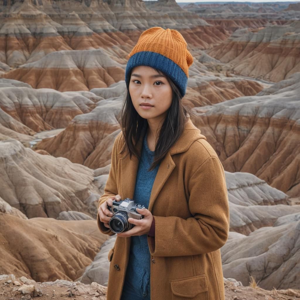 Asian Woman Captures Nebraska Badlands: Digital Matte Painti...
