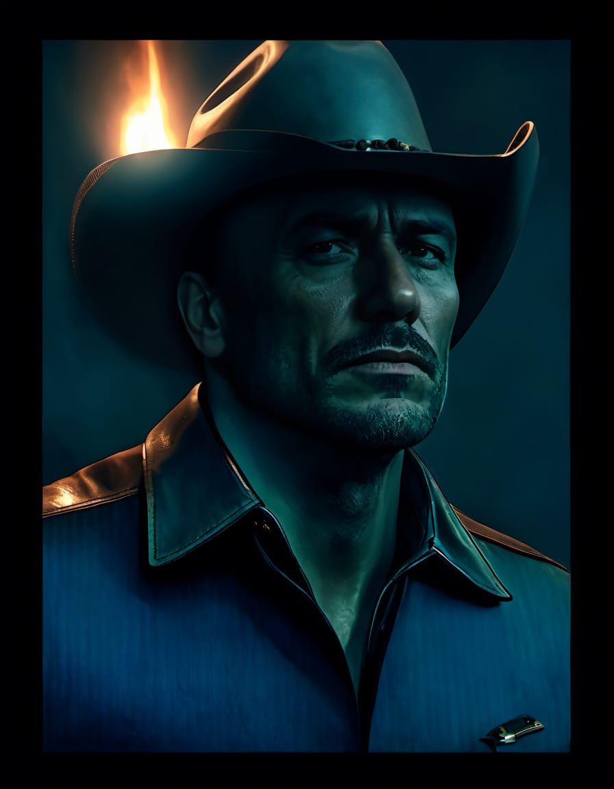 Cinematic Cowboy Portrait in Moody Lighting