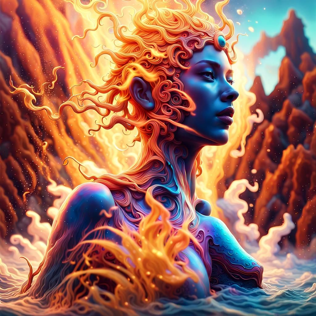 Elemental Being in Hyper-Realistic Digital Art