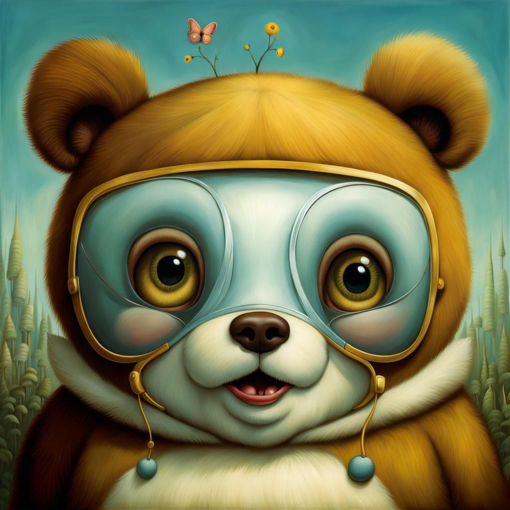 Smiling Obese Bear: Surreal Illustrative Art