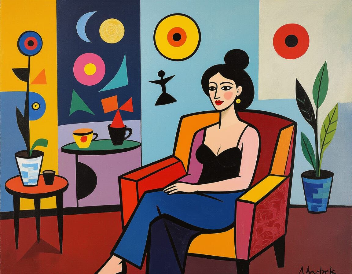 Woman on Chair in Figurative Room