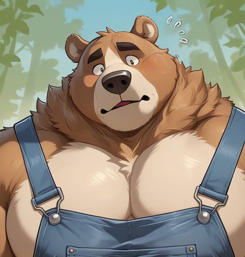 Hyper-Realistic Portrait of a Patient Obese Bear