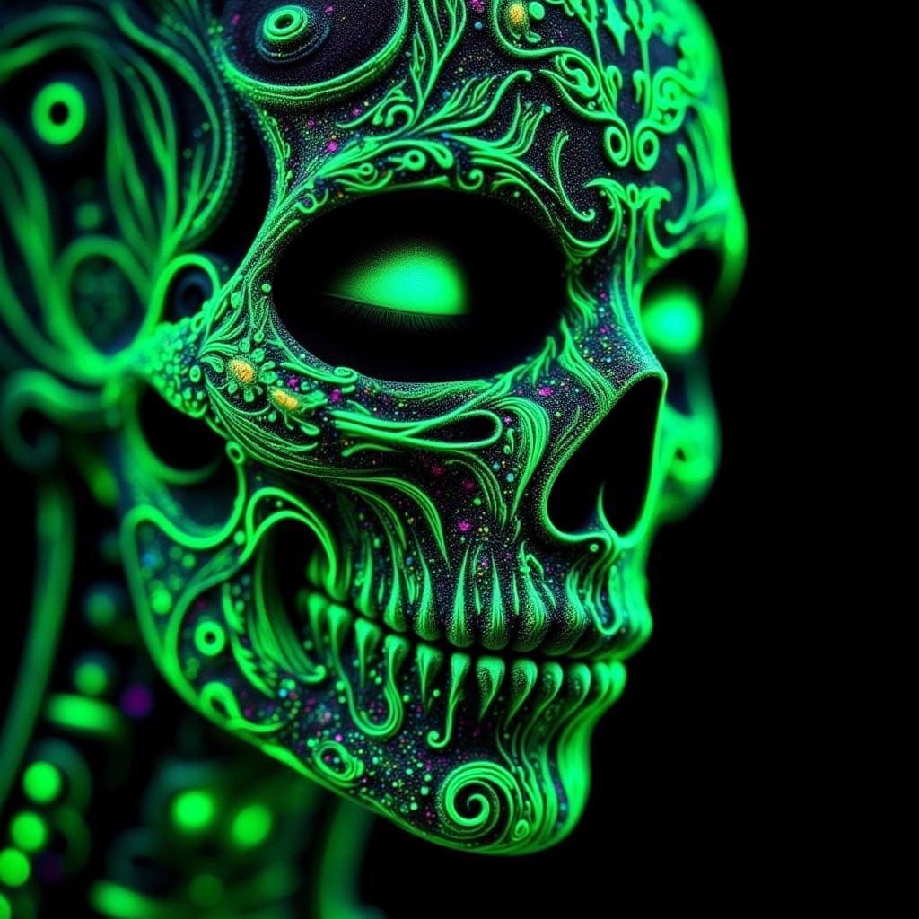 Hyperrealistic Matrix Face in Neon Code Street