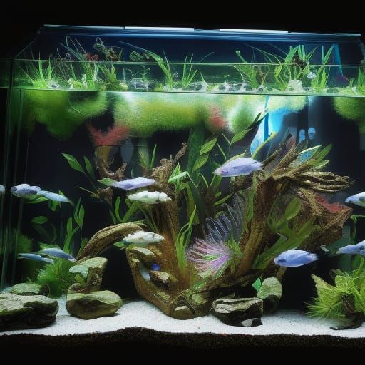 Spectacular Lightning in Aquarium, Ukiyo-e Style