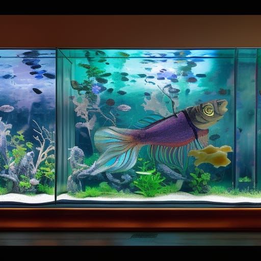 Ethereal Jellyfish in Glass Box Aquarium, Hyper-Detailed