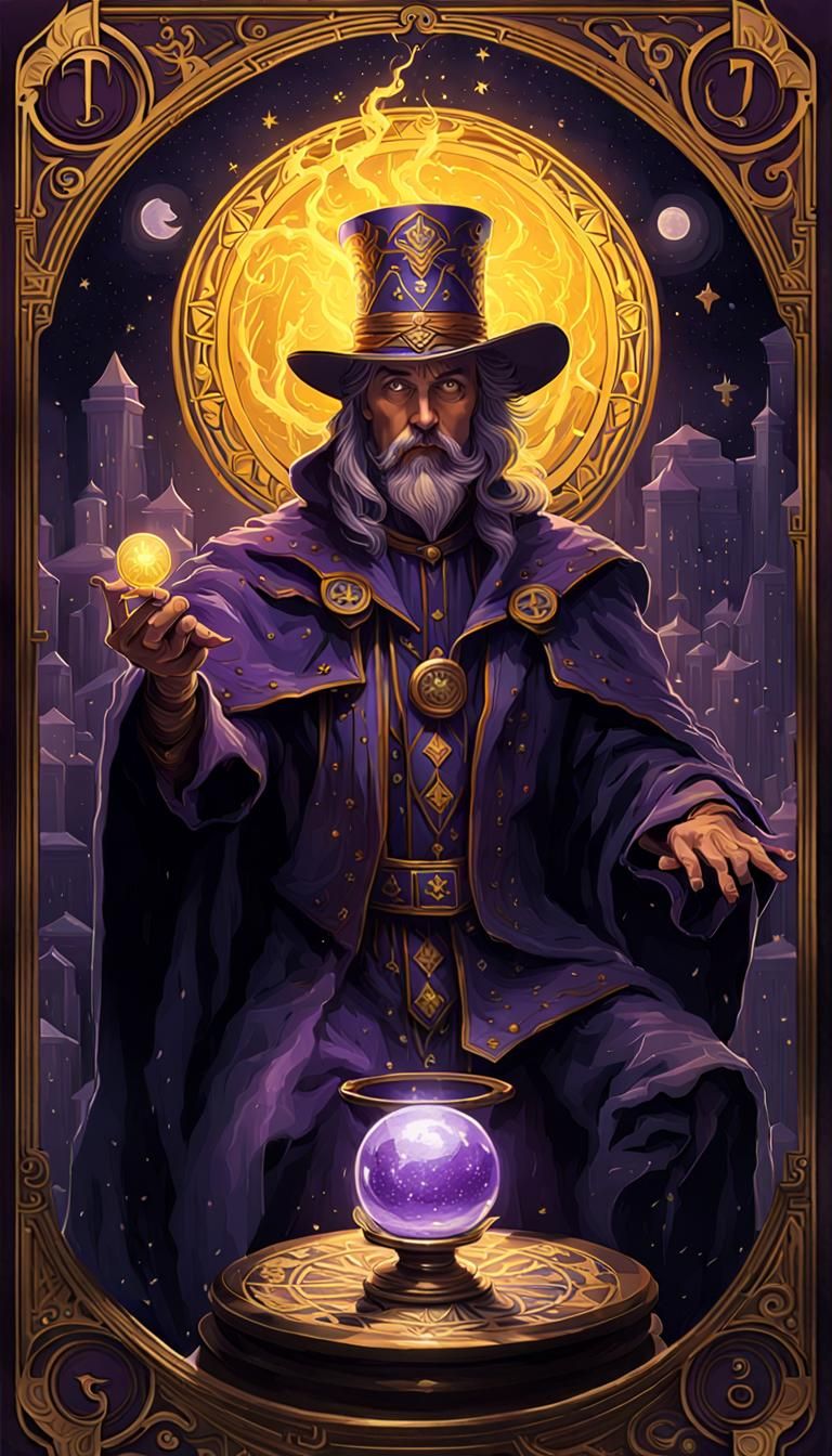 The Magician Tarot Card in Dark Fantasy Style