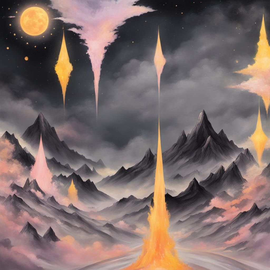 Abstract Surrealism Painting of Supernova Bunting Mist