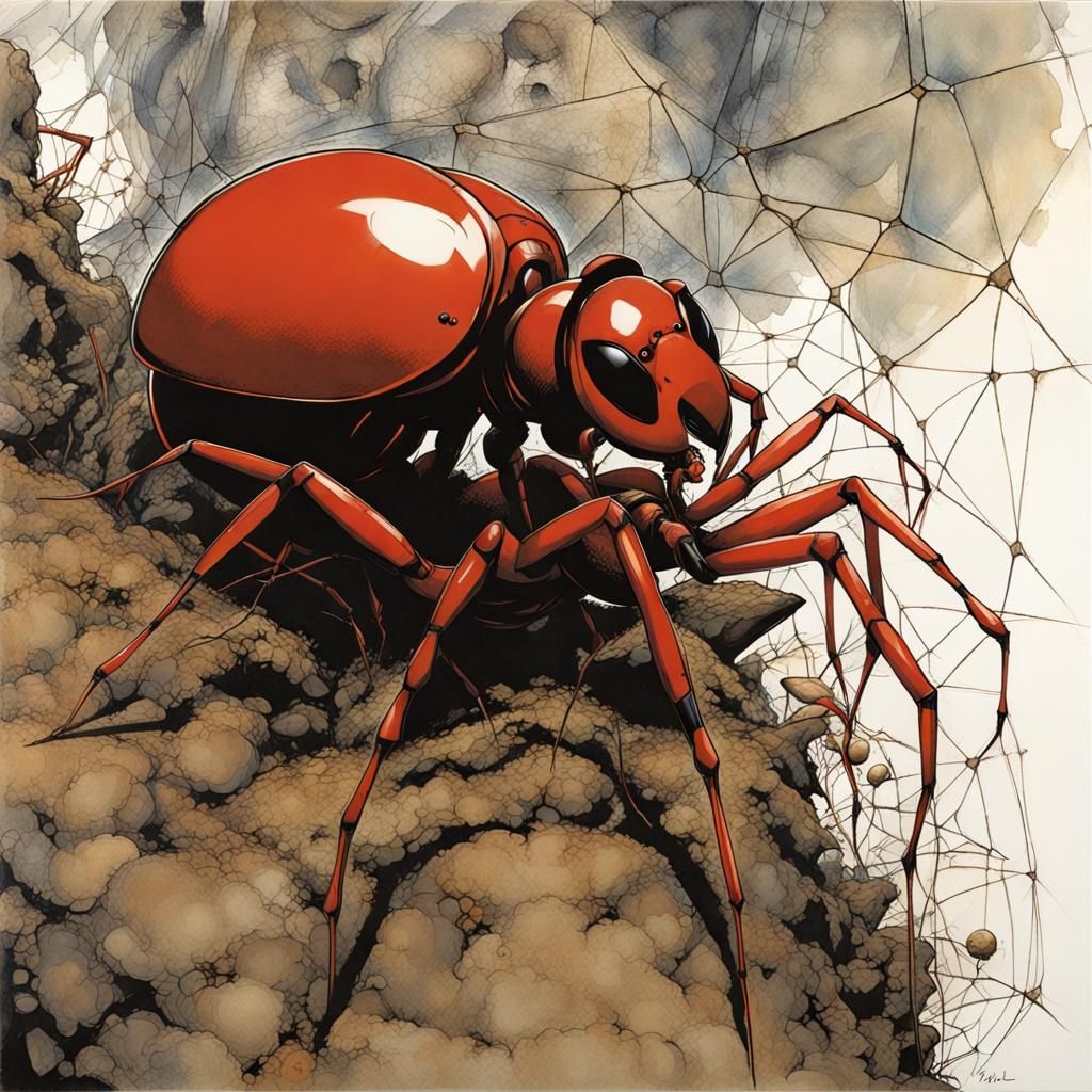 Ant Colony Spiderweb Underground: Yoshida and Shinkawa Style