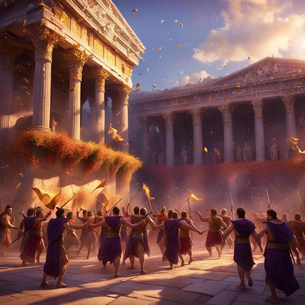 Greek Palace Feast: Dark Fantasy Concept Art