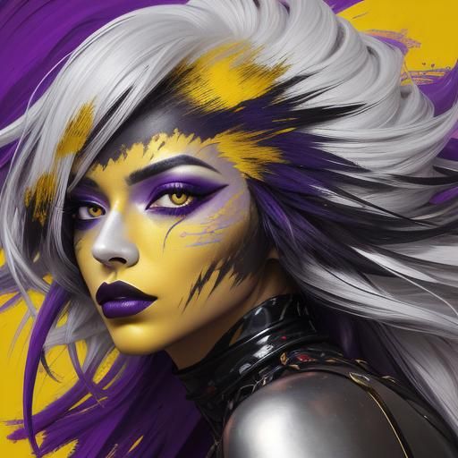 Surreal Portrait with Feathers in Abstract Expressionism