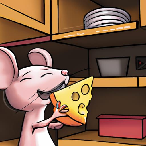 Cartoon Mouse Feast: Comic Book Style Kitchen Scene