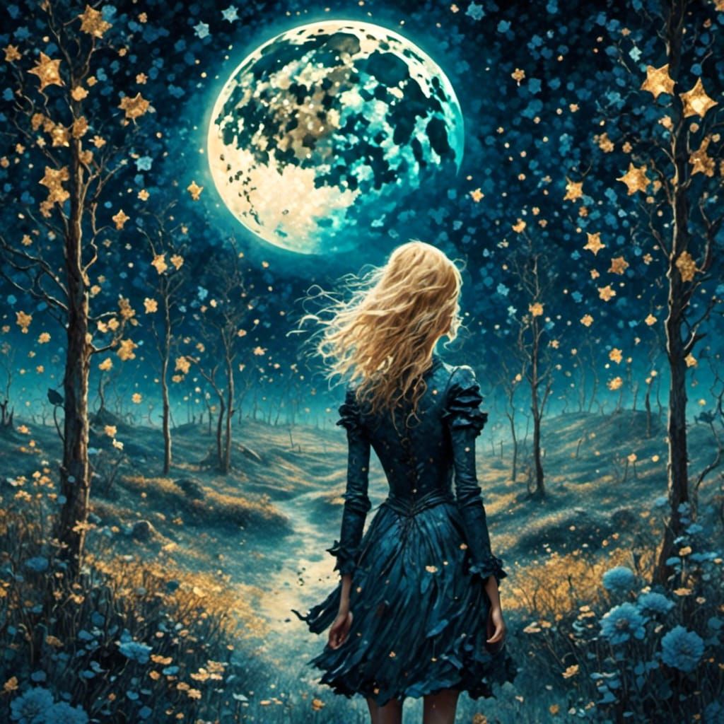 Billboard Under Starry Sky with Volumetric Lighting