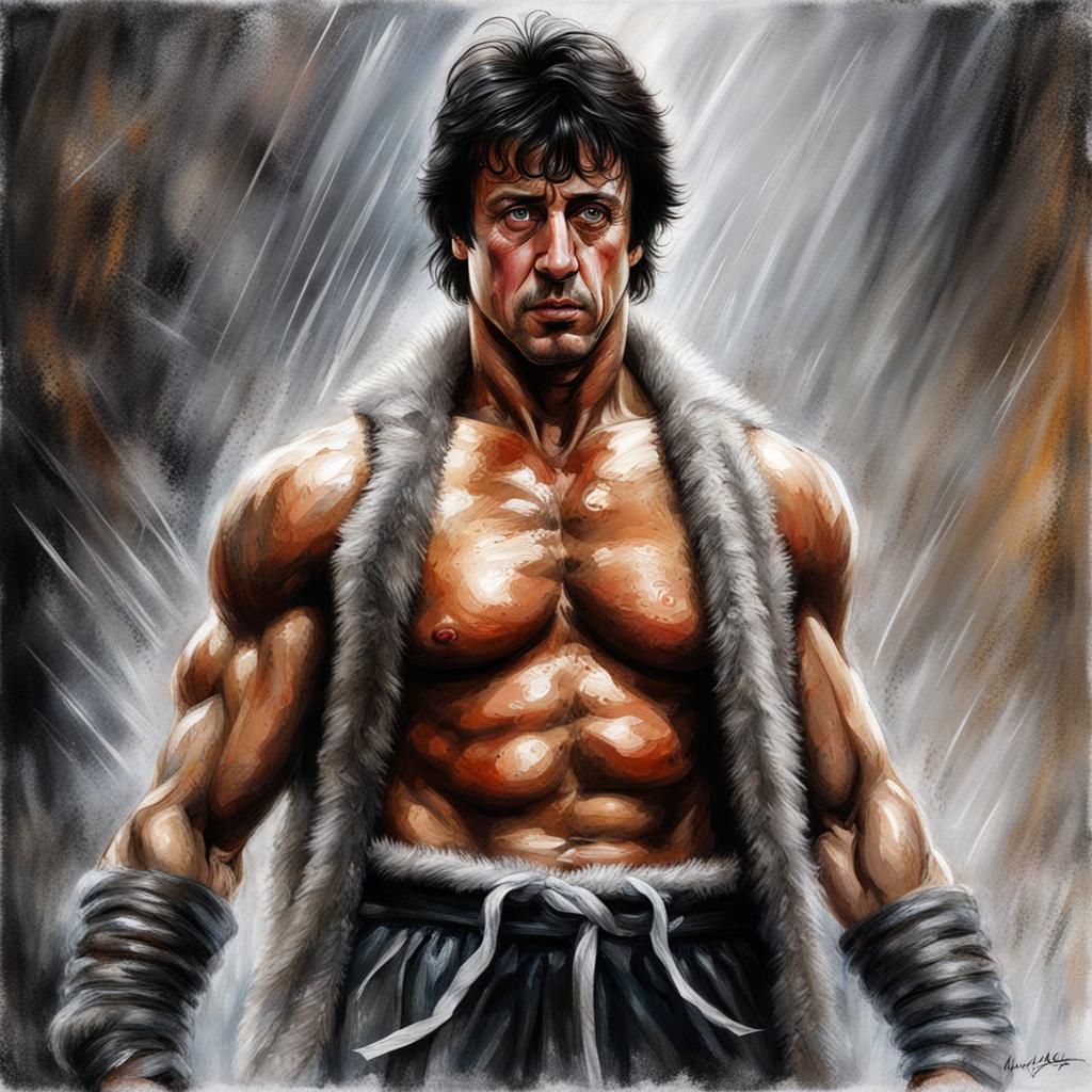 Rocky Balboa in Dramatic Digital Oil Painting