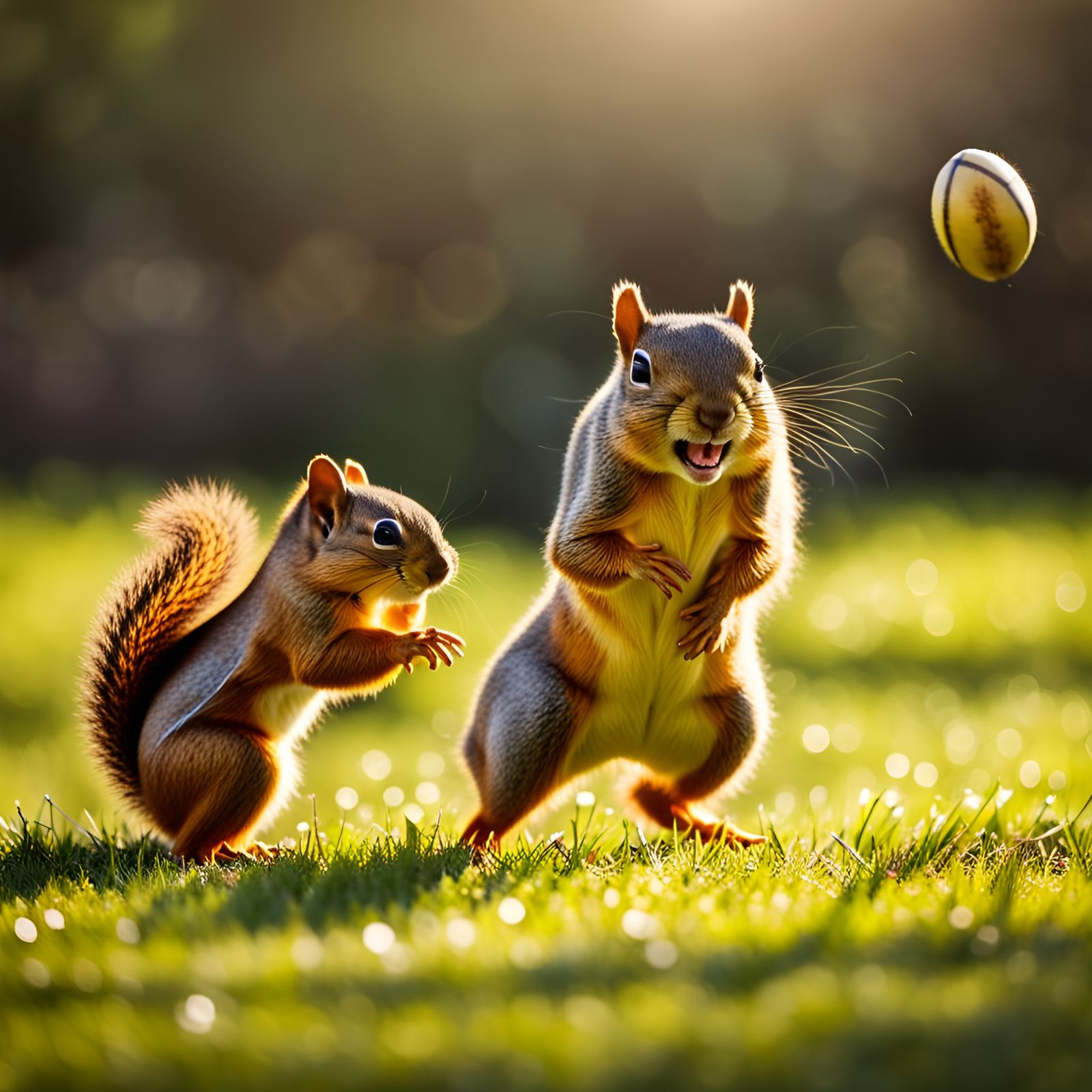 Squirrels vs Chipmunks Football Game Action Photo
