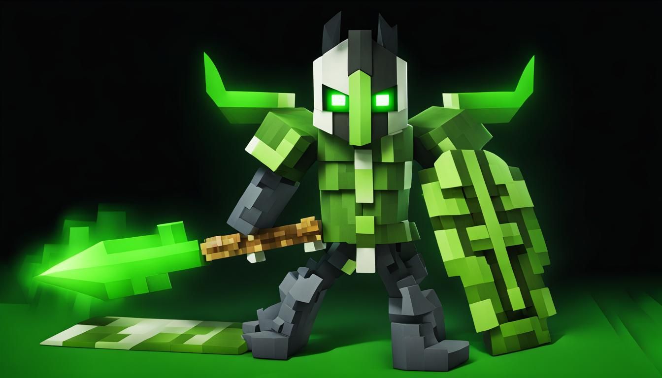 Minecraft Logo as Green Tenkai Knights Valorn