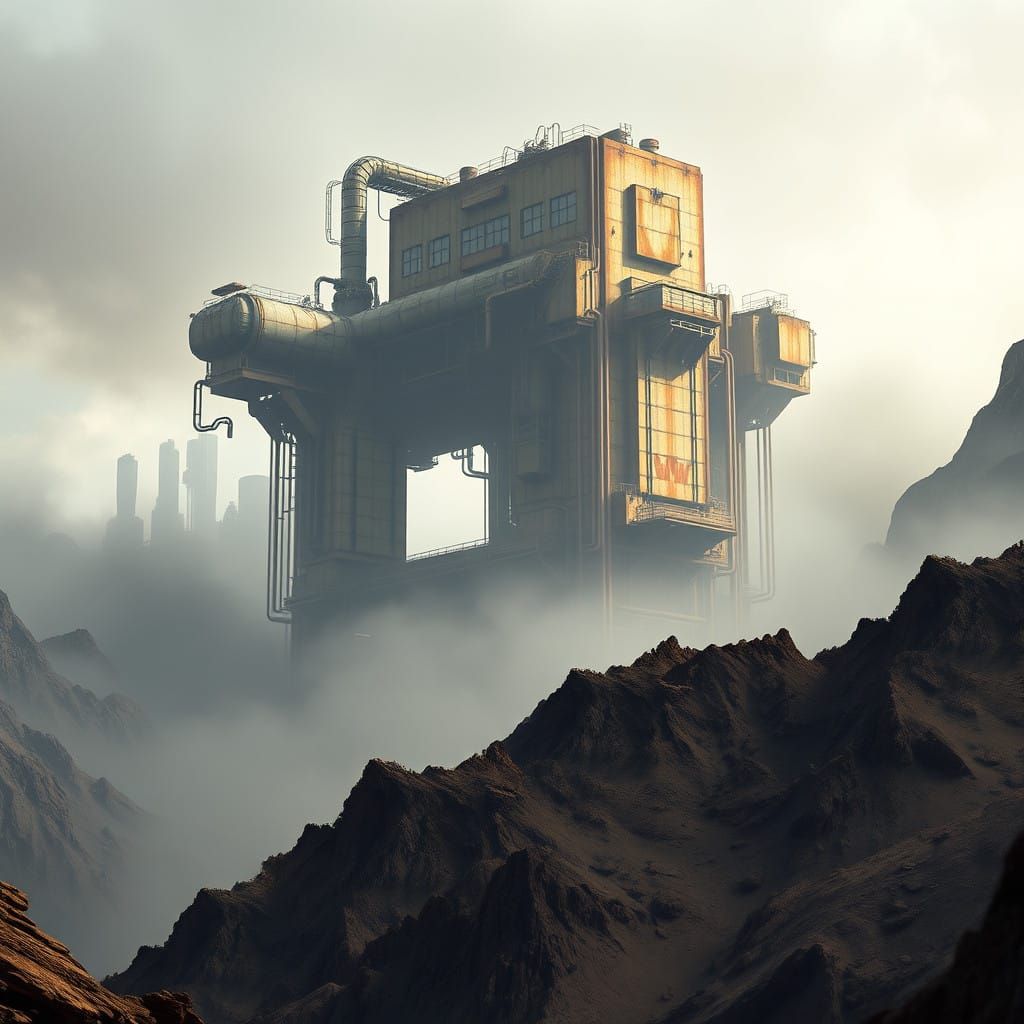 Imposing Megastructure Rises from the Morning Mist