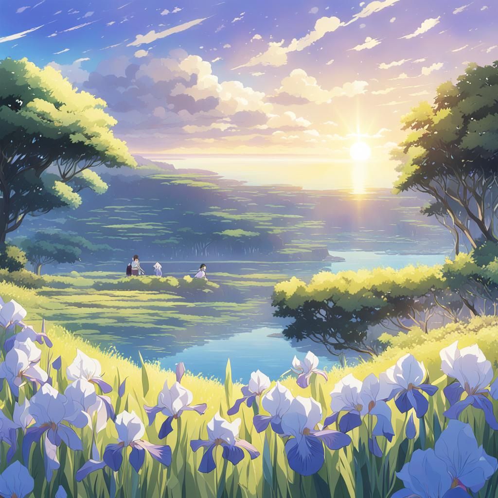 Park Scene in Anime Style by Makoto Shinkai