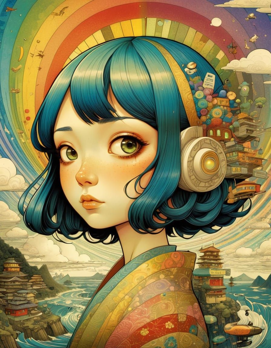 Vibrant Rainbow Artwork in Bold Colors