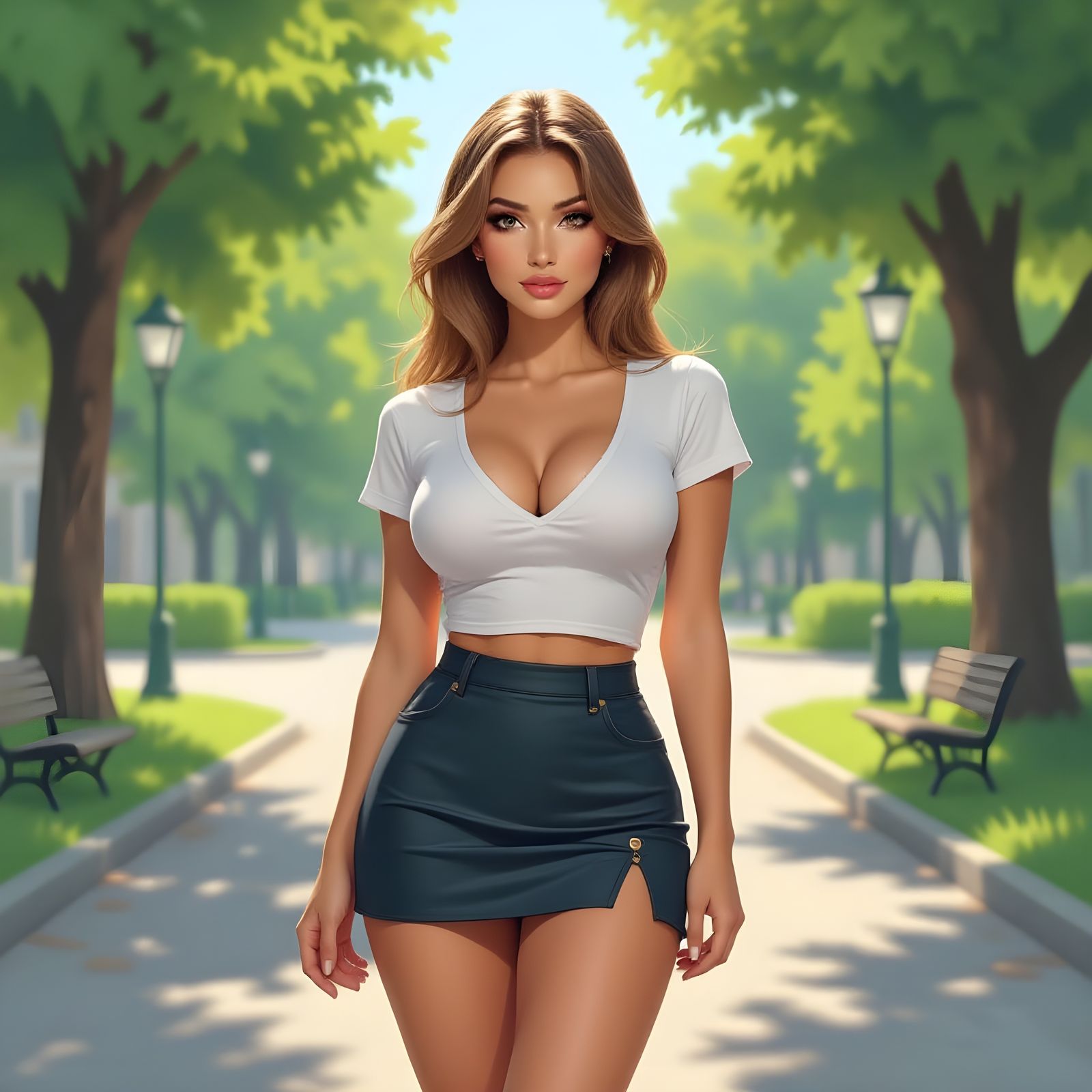 Pin-Up Style Woman in Sunny Park