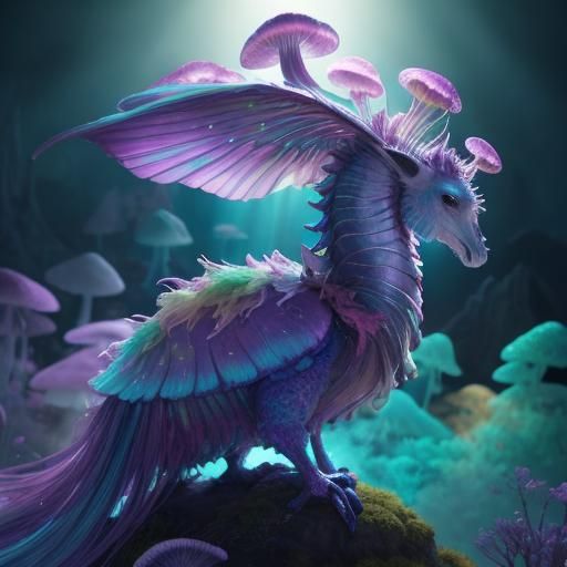 Rainbow Seahorse Flies Through Dreamlike Candyland