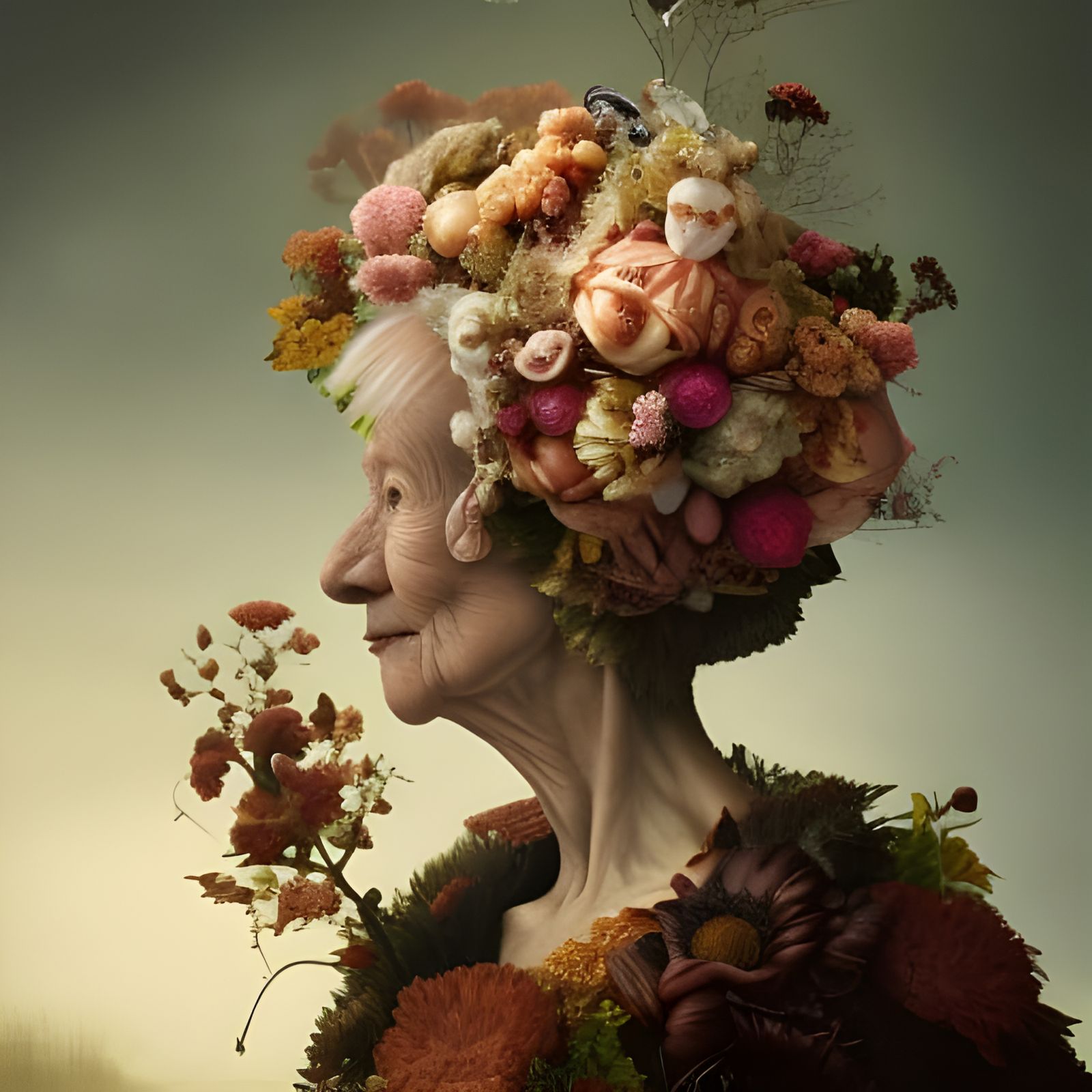 Kind Grandmother Portrait in Oil Paint Style