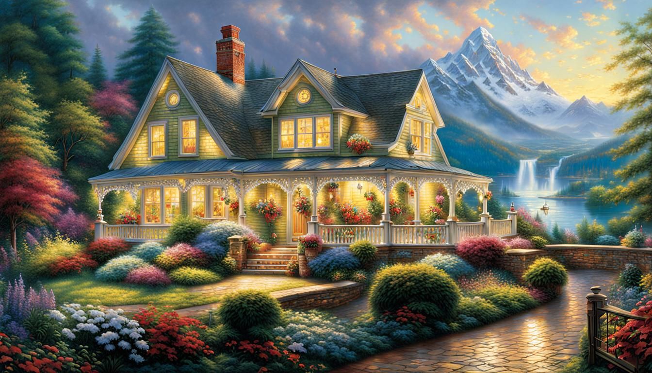 Detailed House Painting with Dramatic Lighting