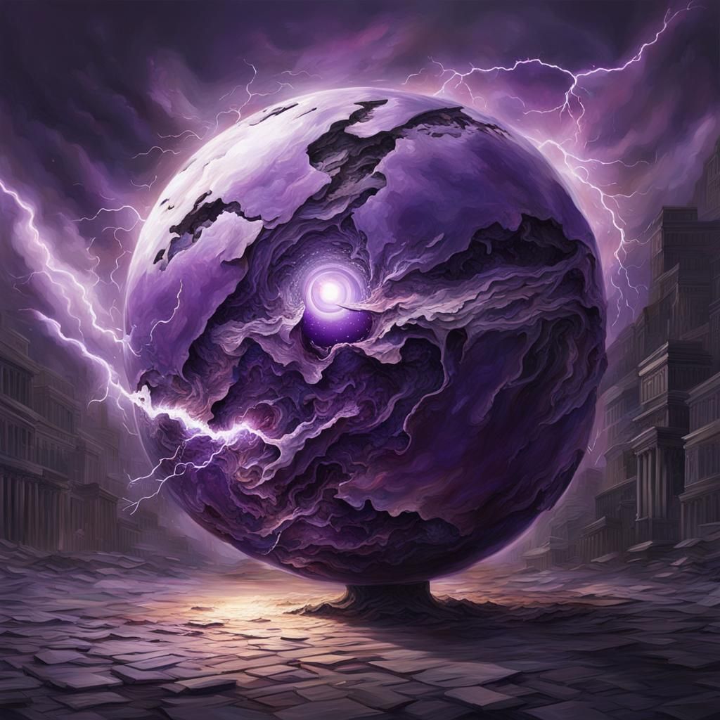 Sphere Collision with Lightning in Hyperreal Style