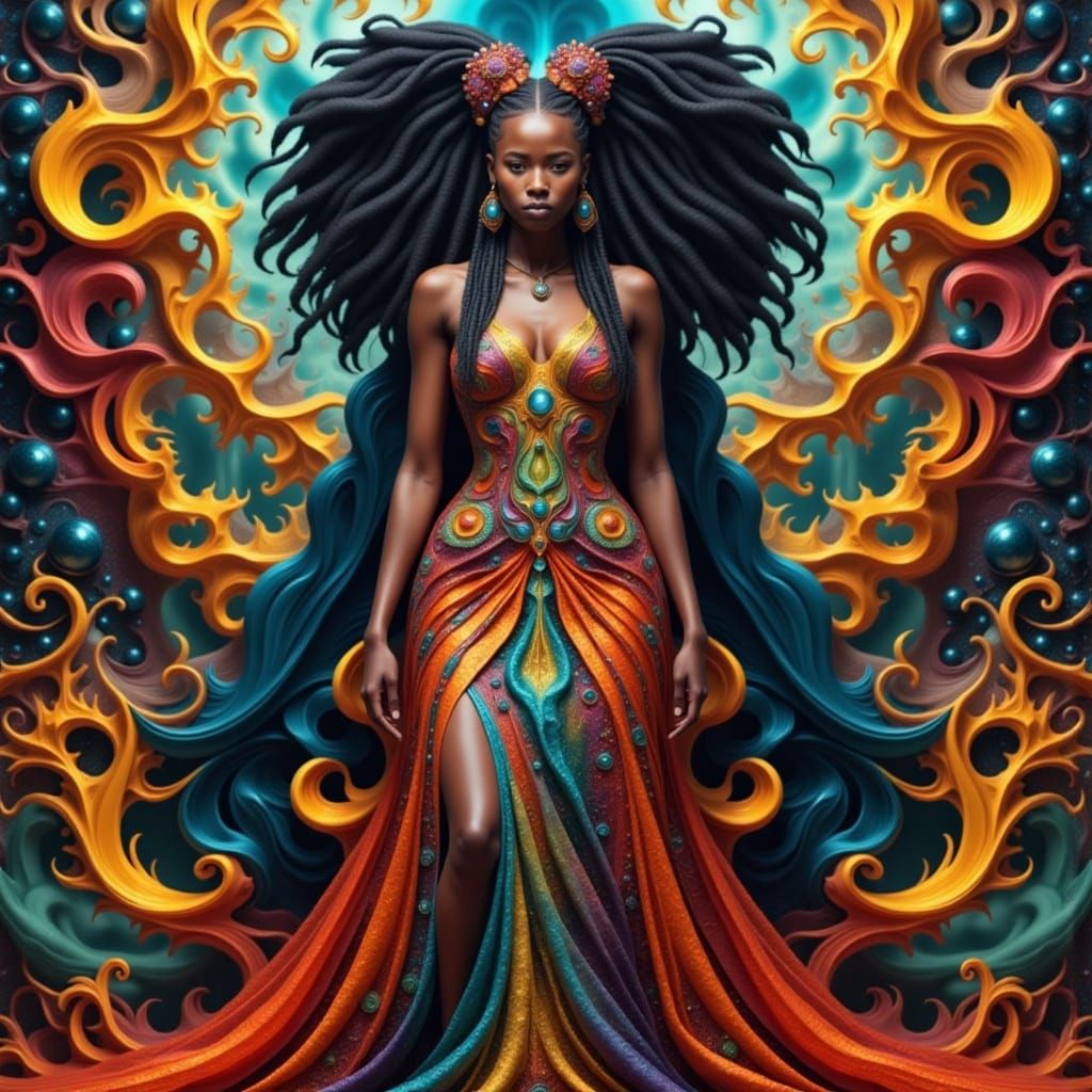 Ethereal Goddess in Vibrant Dreamworld