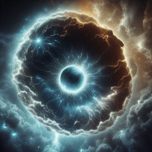 Surreal Starlight Embryo in Cosmic Nebula