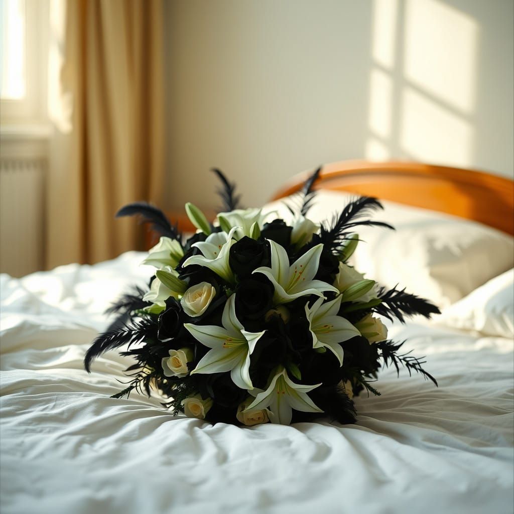Timeless Black and White Bouquet in Morning Light