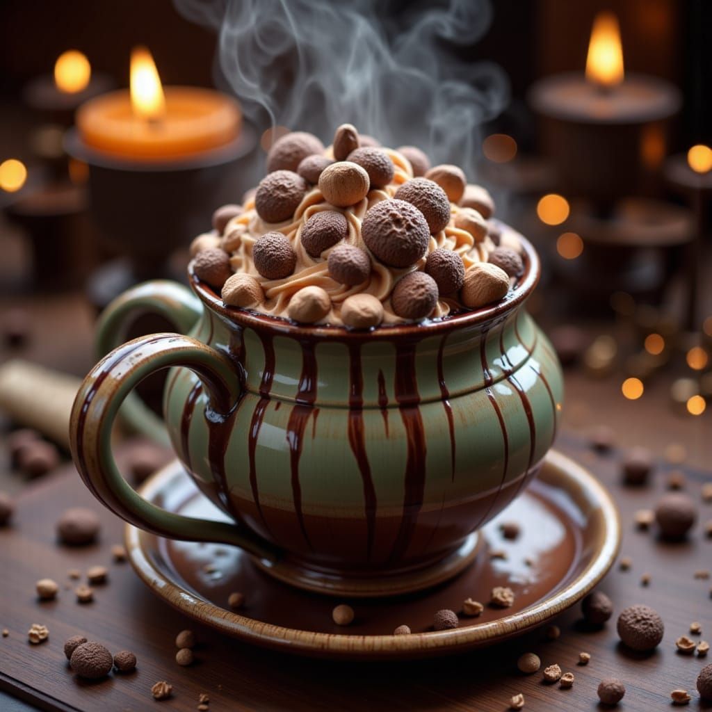 Oversized Hot Cocoa Mug with Toasted Marshmallow in Dark, Ea...
