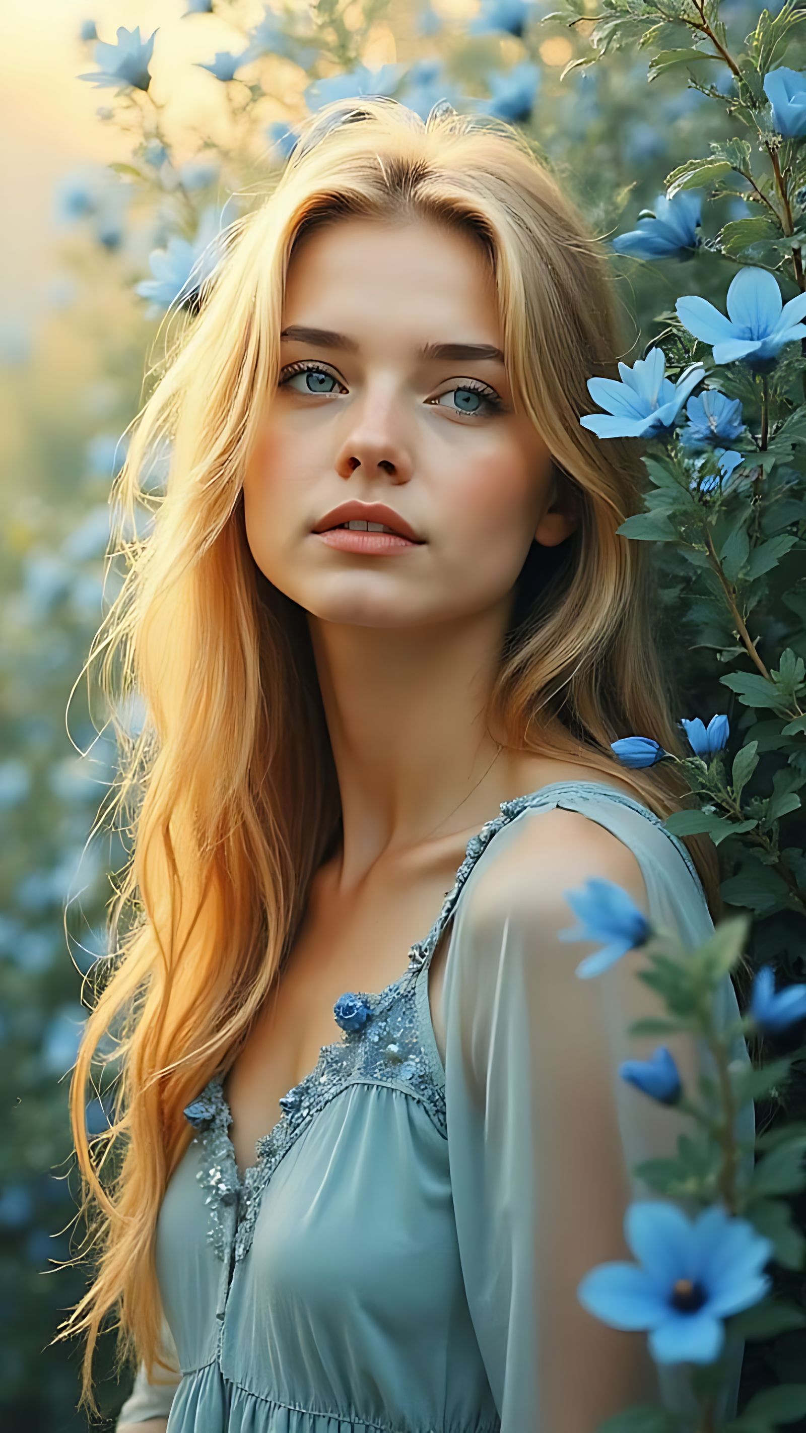 Ethereal Woman in Dawn's Soft Glow