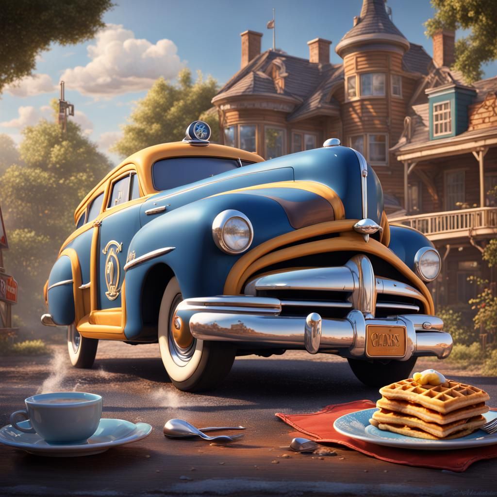 Doc Hudson Waffle Breakfast: Detailed Digital Art