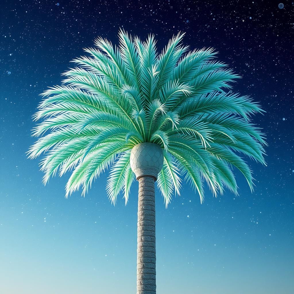 Diamond Palm Tree with Emerald Branches in 3D