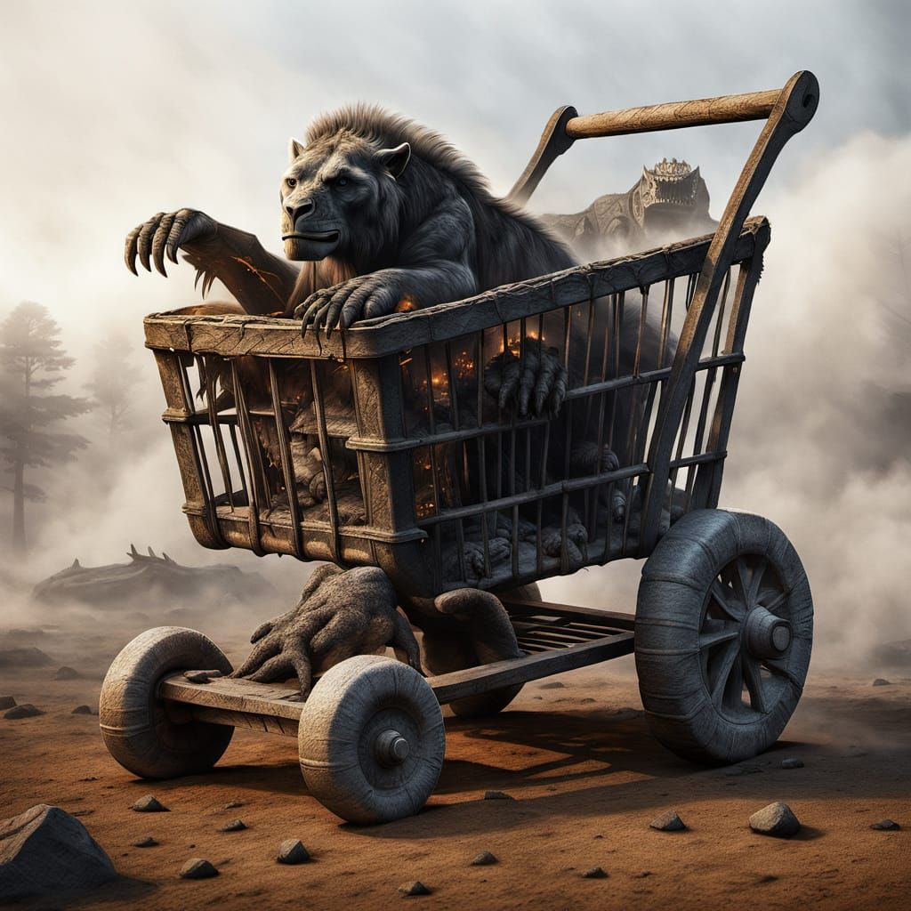 Paleolithic Shopping Cart of Ancient Wonders in Smoky Black ...