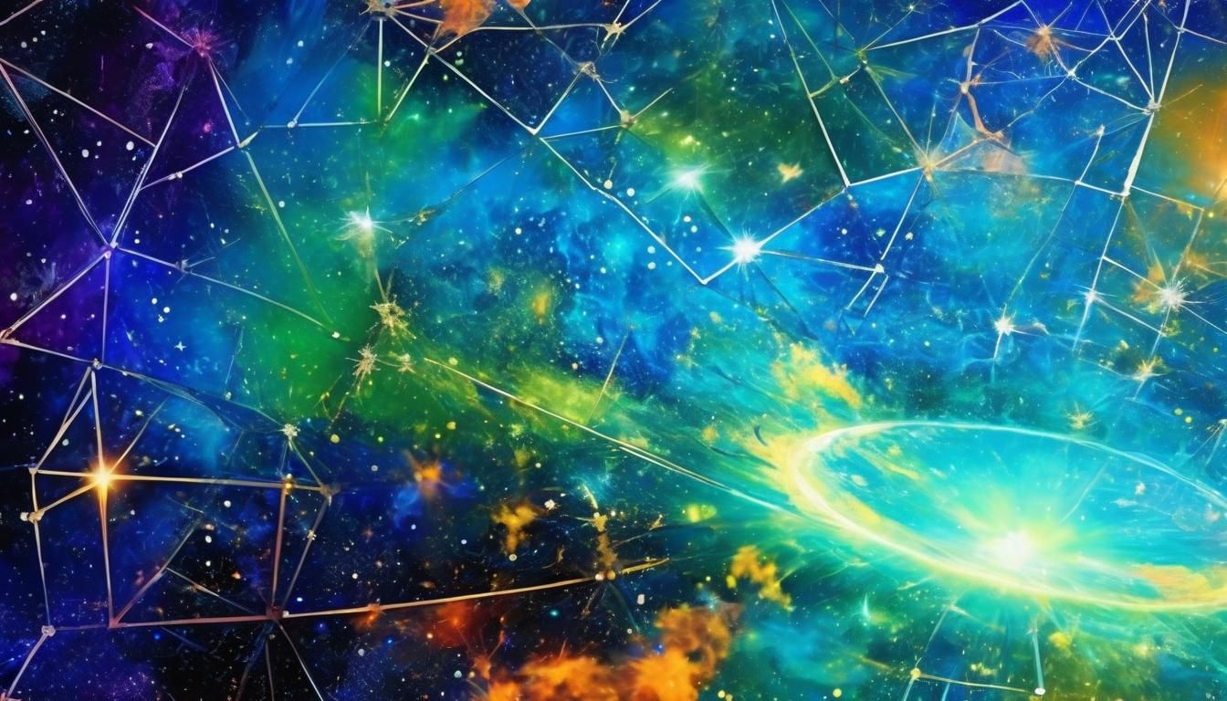 Hydrogen Fusion Star Close-up: Holographic Cosmic Illustrati...