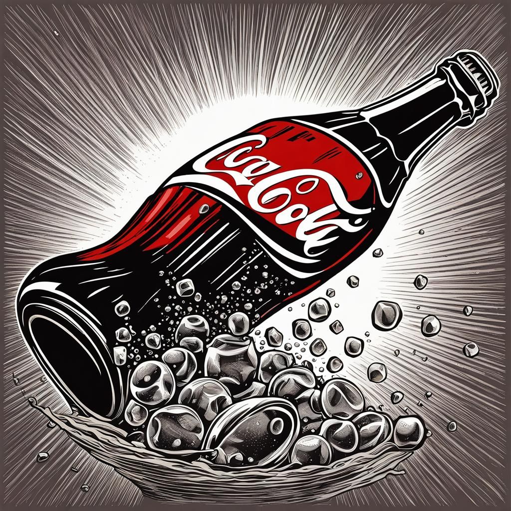 Coca-Cola Bottle in Wood Engraving Style