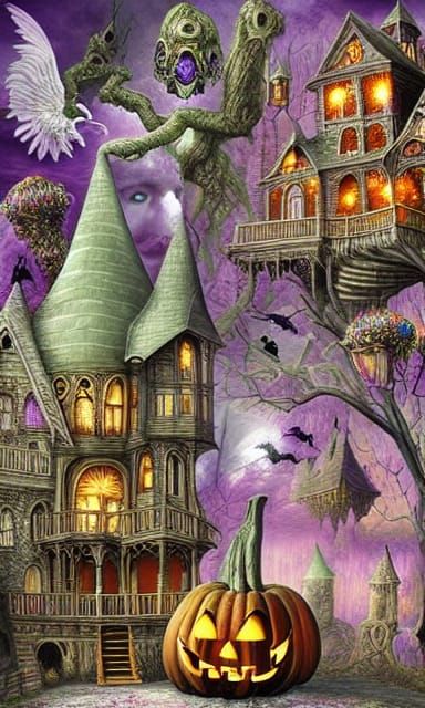 Fantasy Halloween Haunted House Digital Masterpiece