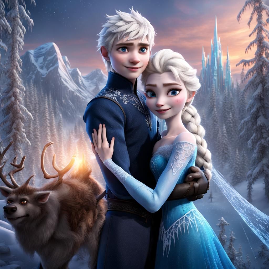 Fantasy Art: Elsa and Jack Frost in Love