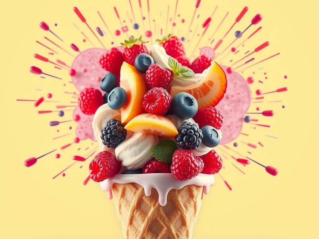 Colorful Ice Cream Explosion in Digital Art Style