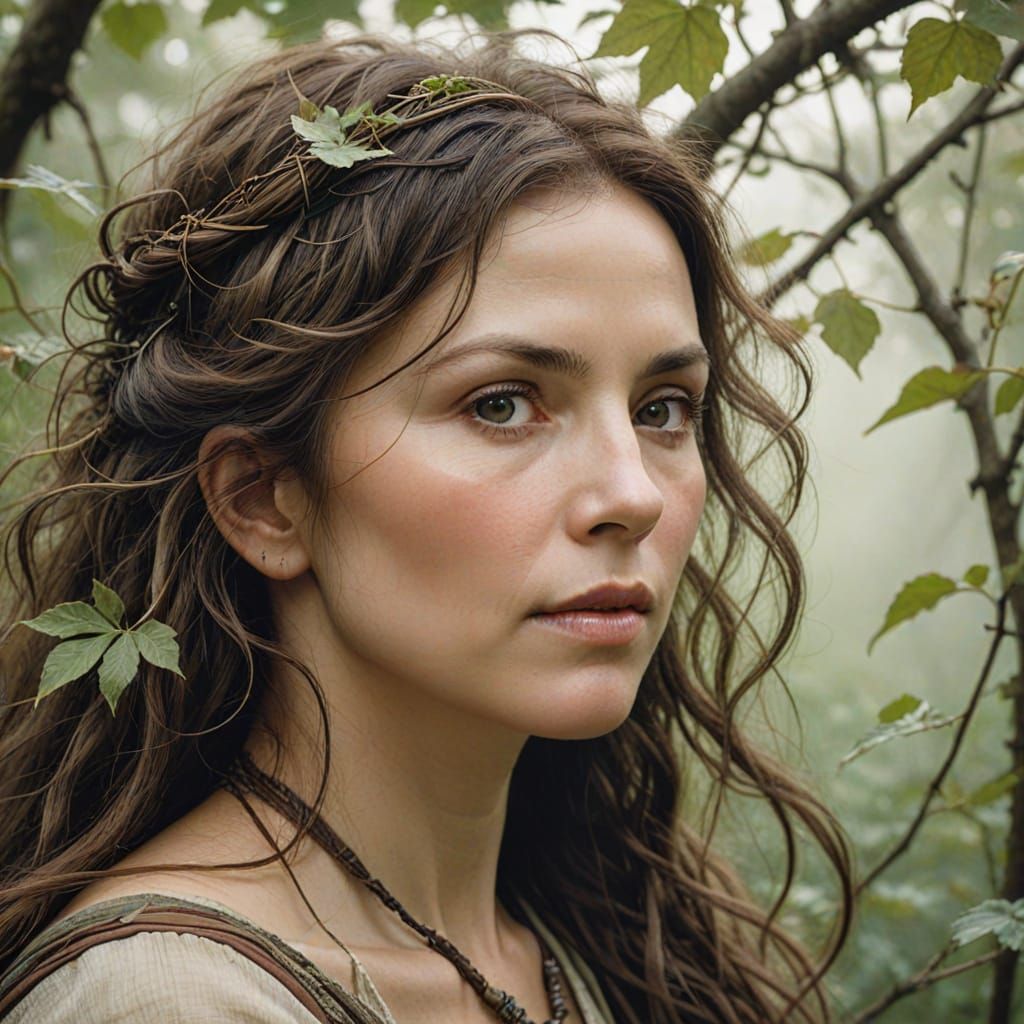 Mystical Earth Goddess in a Dreamlike Landscape