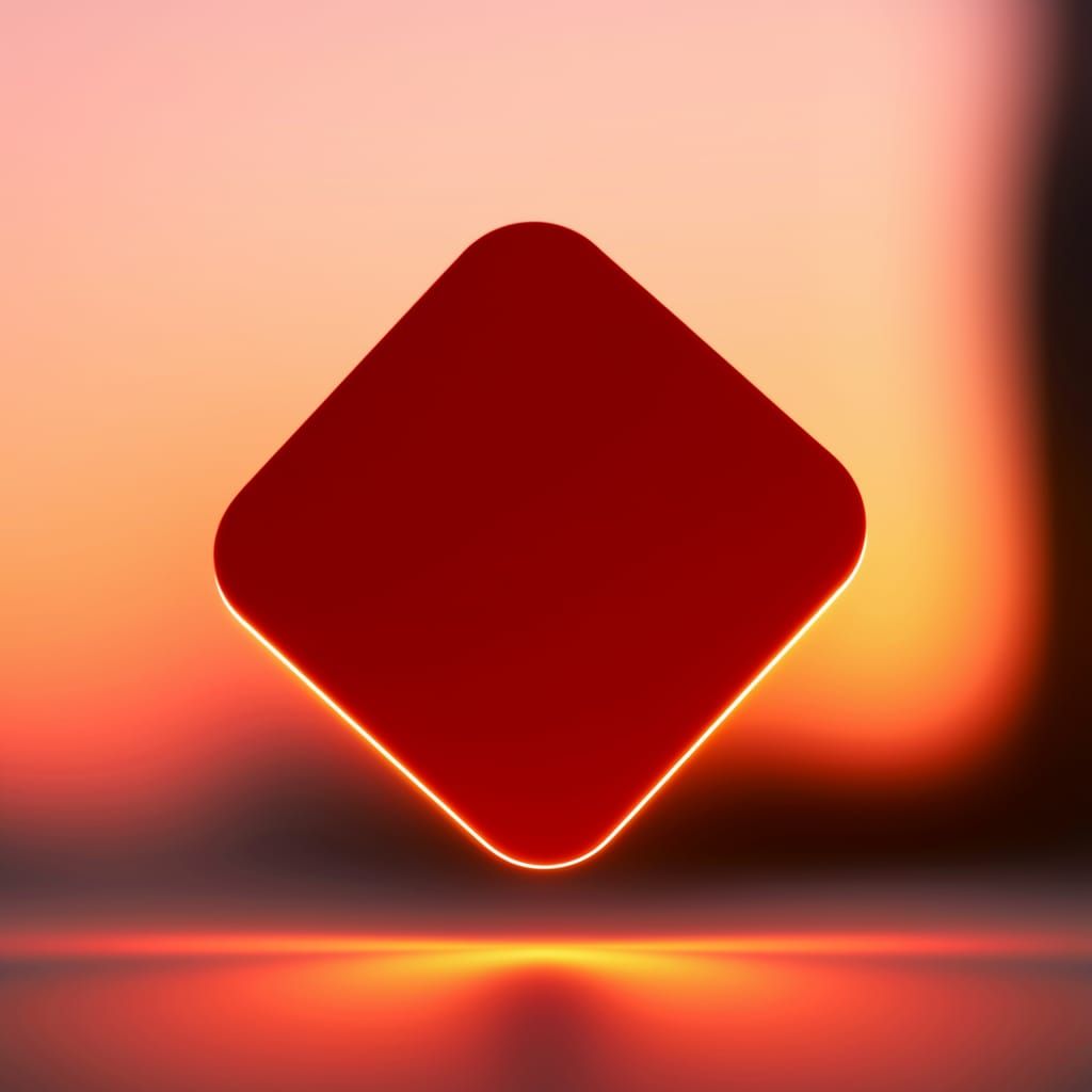 Vibrant Red Form Glows against Sunset Hues