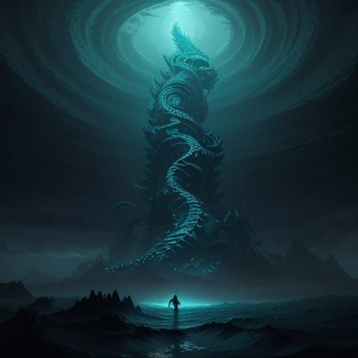 Majestic Leviathan Illuminates Oceanic Depths in a Dreamlike...
